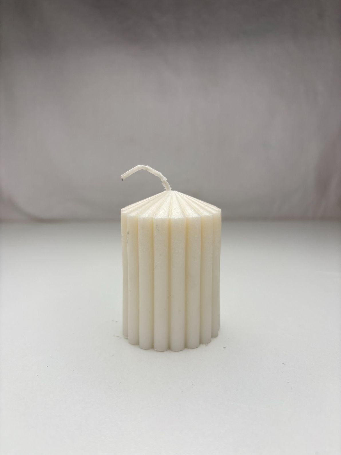 Classic White Ribbed Piller Candle