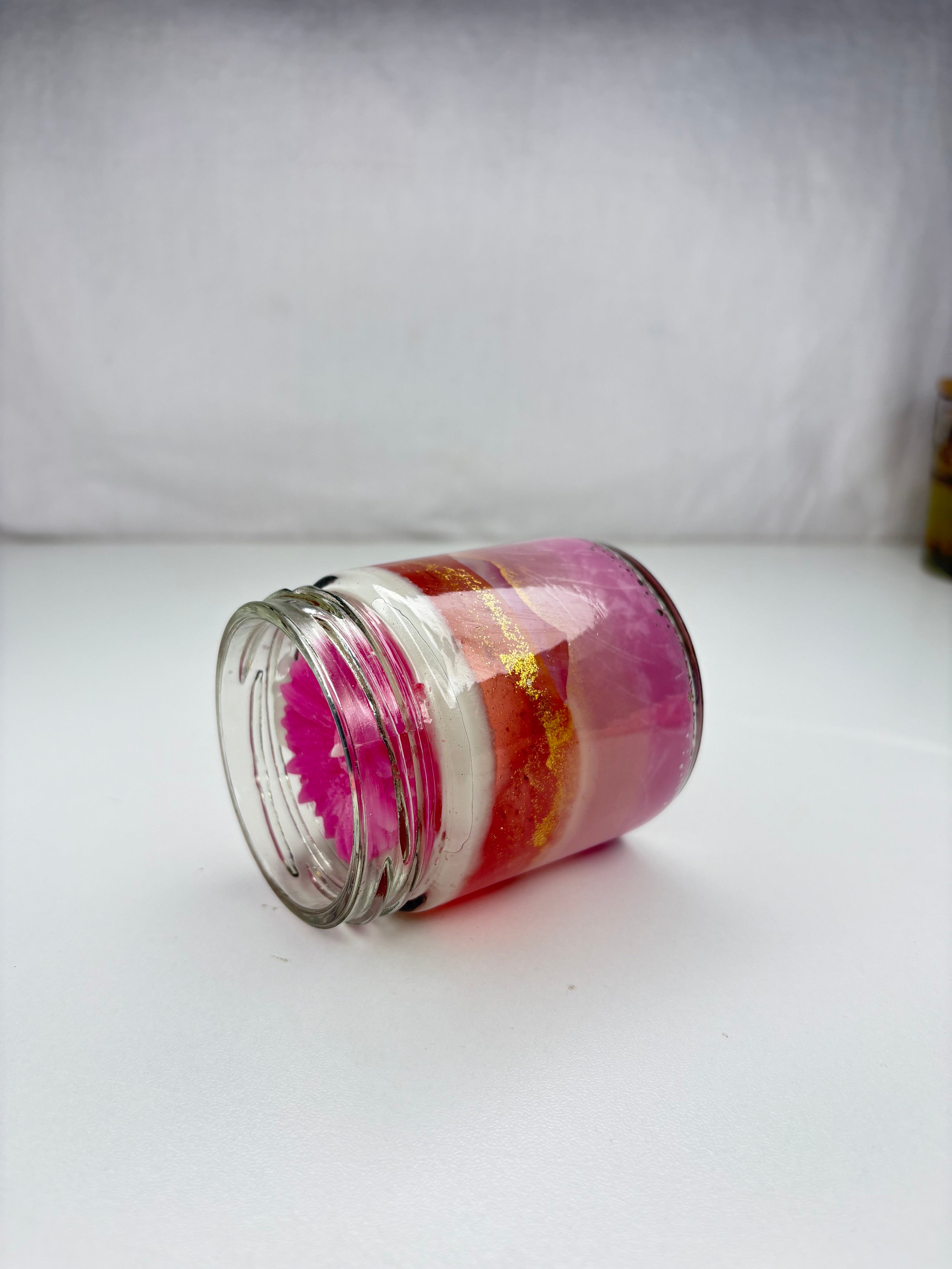 Pink & Gold Layered Jar Candle